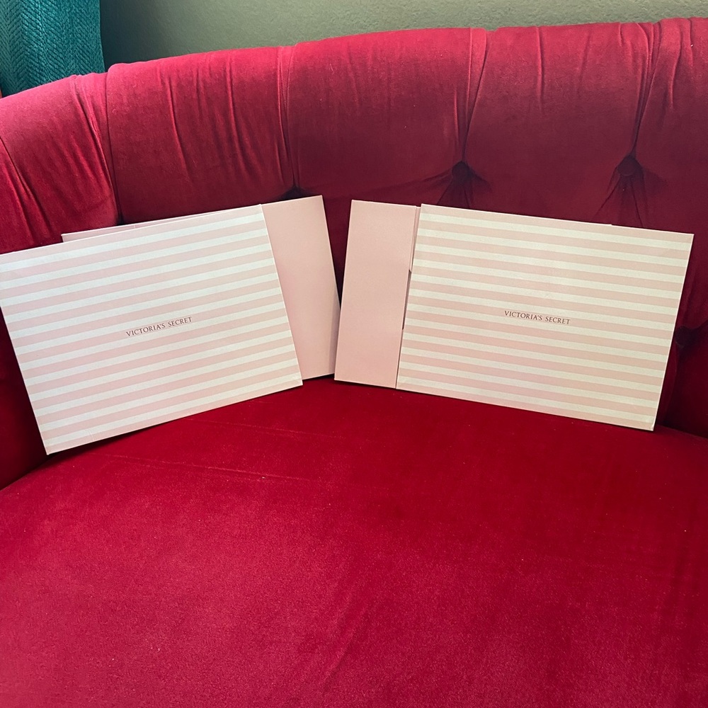 Victoria's Secret Pink and White Striped Gift Boxes Set of 2